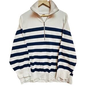 Free People Sweater Womens Small Blue White Coastal Stripe Pullover Oversized